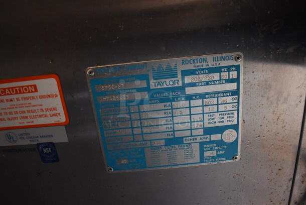 Taylor 8756-27 Stainless Steel Commercial Floor Style Water Cooled 2 Flavor w/ Twist Soft Serve Ice Cream Machine on Commercial Casters. 208/230 Volts, 1 Phase. 26x36x72 - Image 7 of 9