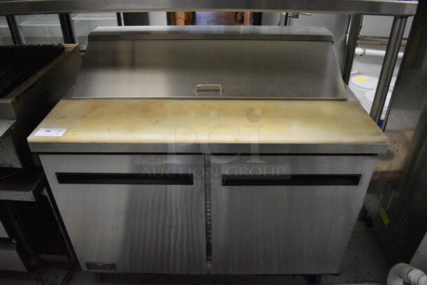 Arctic Air AST48R Stainless Steel Commercial Sandwich Salad Prep Table Bain Marie Mega Top on Commercial Casters. 115 Volts, 1 Phase. 48x30x44. Item Was in Working Condition on Last Day of Business. (kitchen)