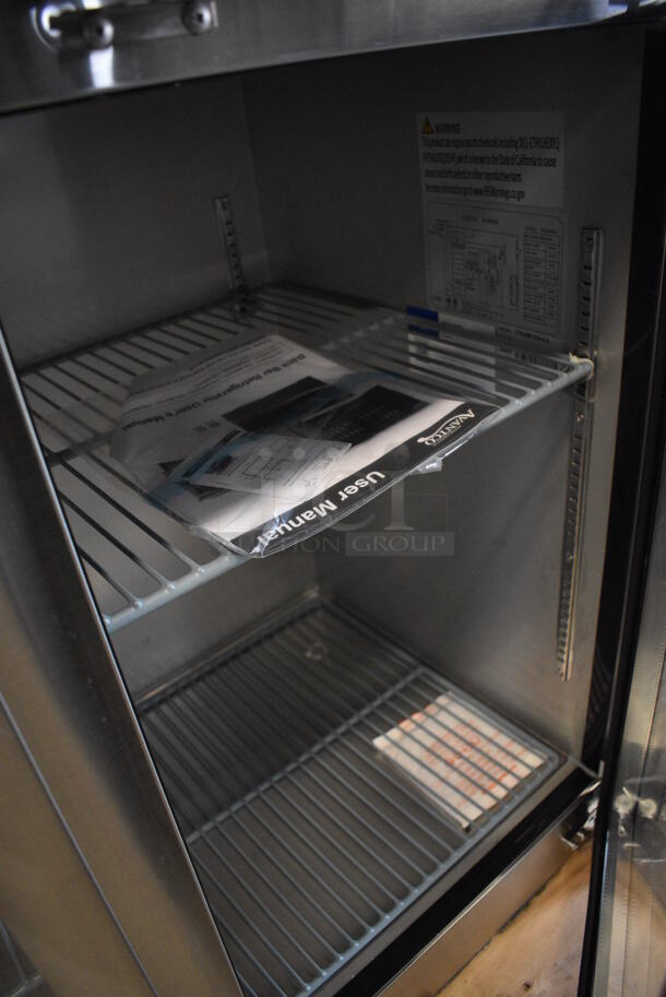 BRAND NEW SCRATCH AND DENT! Avantco 178UBB72GHCS Stainless Steel Commercial 3 Door Back Bar Cooler Merchandiser w/ Poly Coated Racks and Keys. 115 Volts, 1 Phase. 73x24.5x36. Tested and Working! - Image 6 of 10
