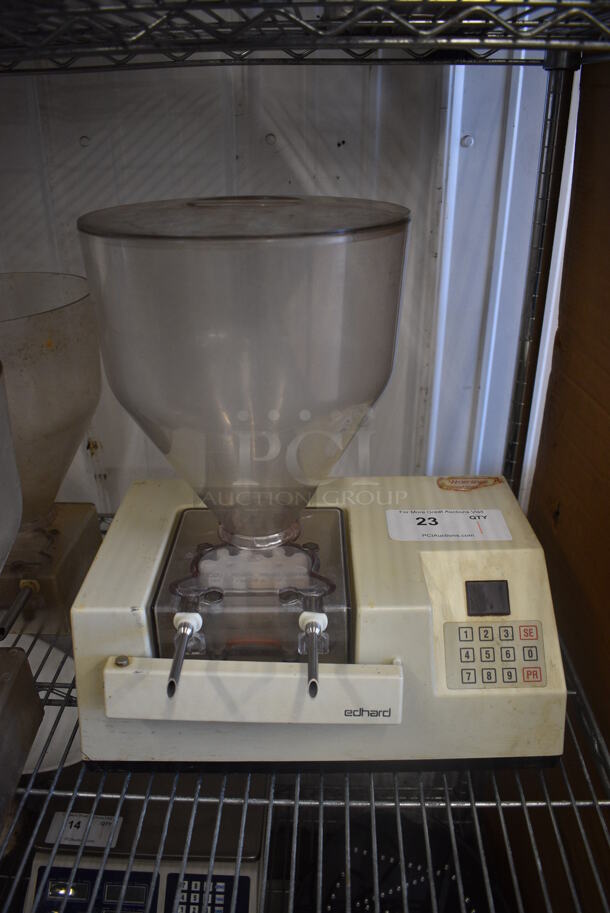 Edhard Model MK Metal Commercial Countertop Pastry Donut Filler w/ Hopper. Goes GREAT w/ Items 24-26! 120 Volts, 1 Phase. 15x10x18. Tested and Working!