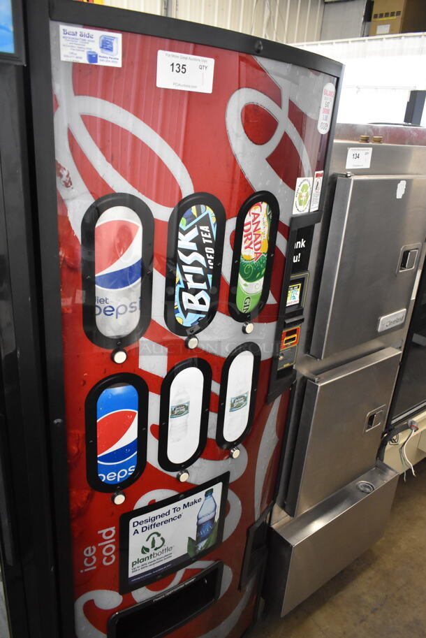 Metal Commercial Floor Style Vending Machine w/ Cash Acceptor. Tested and Powers On  - Image 2 of 2