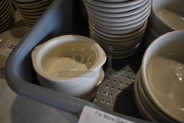 ALL ONE MONEY! Lot of White Ceramic Bowls in Gray Poly Bus Bin! - Image 2 of 5