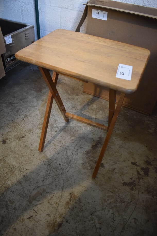 Wooden Folding Serving Table. 19x14x25 - Image 4 of 4