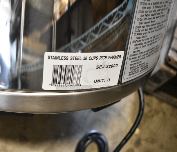 BRAND NEW SCRATCH AND DENT! Thunder Group SEJ22000 50 Cup Rice Warmer with Stainless Steel Finish. 120 Volts, 1 Phase. Tested and Working! - Image 4 of 5