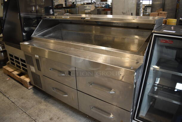 Randell Stainless Steel Commercial Prep Table w/ 4 Drawers on Commercial Casters. 72x35x48. Tested and Powers On But Does Not Get Cold - Image 4 of 5