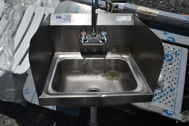 John Boos PBHS-W-1410-SSLR Stainless Steel Single Bay Wall Mount Sink w/ Faucet and Handles. 