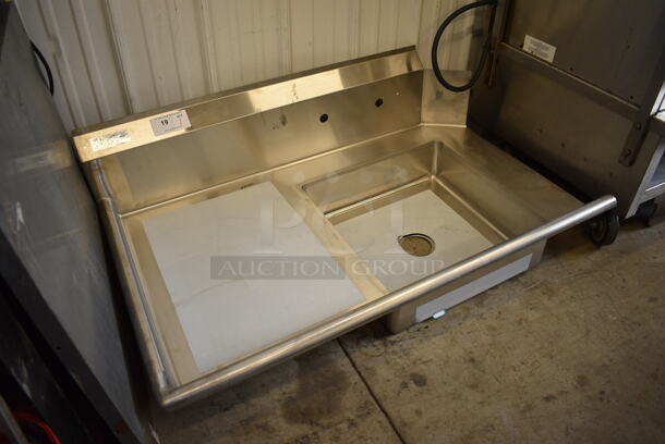 Regency Stainless Steel Commercial Single Bay Sink w/ Left Side Drainboard. No Legs. 48x31x16. Bay 20x20x6. Drainboard 20x26x2 - Image 2 of 5