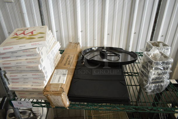 ALL ONE MONEY! Lot of BRAND NEW SCRATCH AND DENT! Items Including Clipper Mill by GET 4-80828 4 1/2" Stainless Steel Square Berry Basket, 304FSLT116 Acopa 16" Faux Slate Melamine Serving and Display Tray, 109FESS12 Advance Tabco FE-SS-12 Stainless Steel Leg - 4/Set, Silikomart Curve Quenelle 20 Compartment White Silicone Baking Mold - 1 3/4" x 13/16" x 3/4" Cavities CURVE QUENELLE 10. - Image 2 of 11