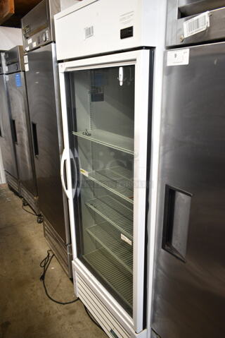 LIKE NEW! 2021 True TSCI-600R-G-PH Commercial Single Door Cooler Merchandiser w/ Poly Racks. 115 Volts, 1 Phase. Tested and Working!