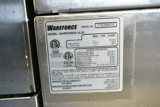 2017 Wareforce Wareforce UL30 Stainless Steel Commercial Undercounter Dishwasher. 115 Volts, 1 Phase.  - Image 7 of 7