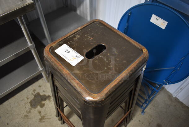 3 Metal Tolix Bar Stools. 16x16x30.5 - Image 3 of 3