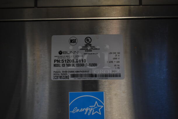 2021 Bunn ICB TWIN SH ENERGY STAR Stainless Steel Commercial Countertop Double Coffee Machine w/ Hot Water Dispenser. 120/240 Volts, 1 Phase.  - Image 5 of 5