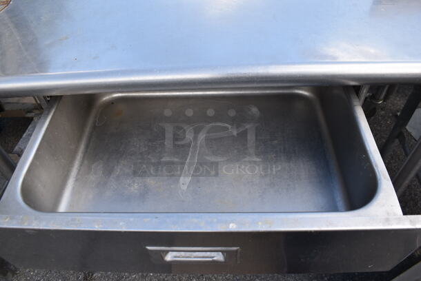 Stainless Steel Table w/ Mounted Commercial Can Opener, Drawer and Under Shelf. - Image 4 of 5