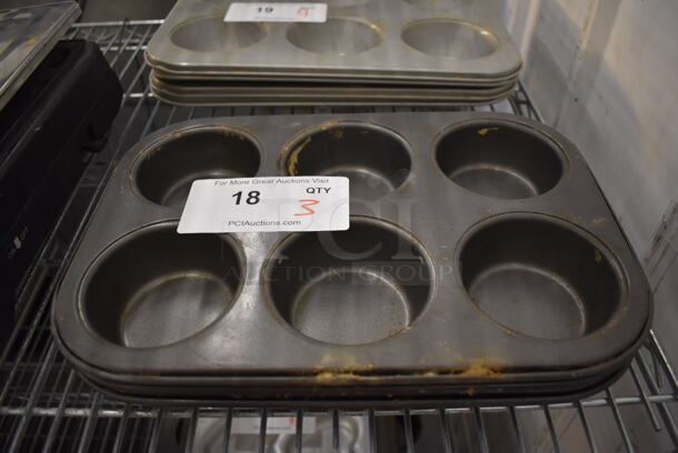 3 Metal 6 Cup Muffin Baking Pans. 13x9x2. 3 Times Your Bid!