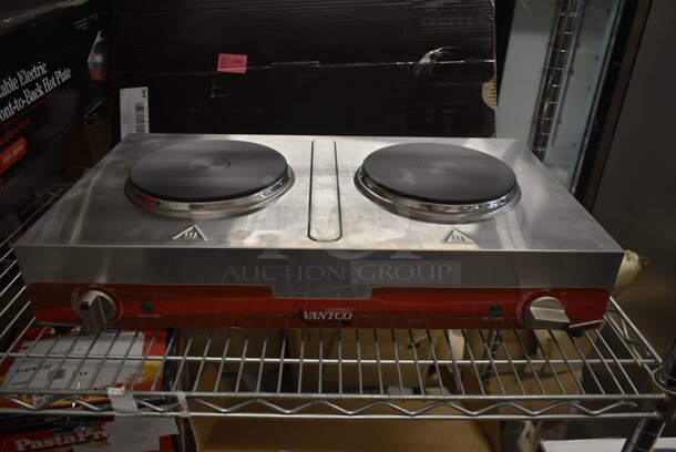 LIKE NEW! Avantco 177EB202SBSM Stainless Steel Countertop Double Burner Solid Top  Portable Electric Side-by-Side Hot Plate. Unit Has Only Been Used a Few Times! Tested and Working! - Image 1 of 9