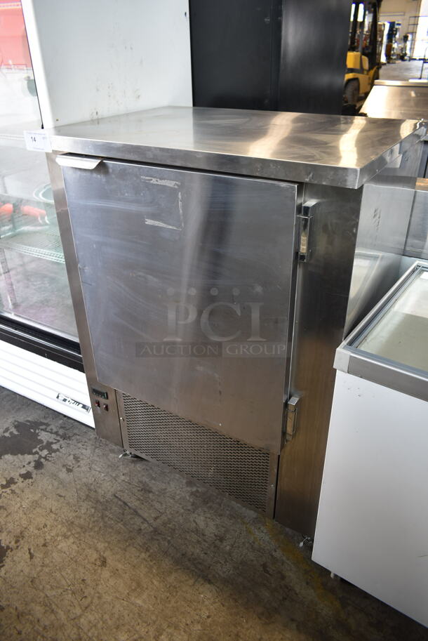 CustomCool RIFISC Stainless Steel Commercial Single Door Work Top Cooler on Commercial Casters. 115 Volts, 1 Phase. Tested and Working!