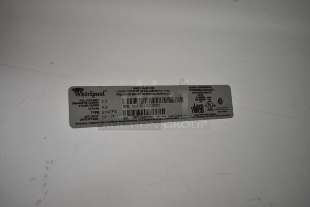 Whirlpool WRT511SZDM00 Metal Cooler Freezer Combo Unit. 115 Volts, 1 Phase. Tested and Working! - Image 6 of 6