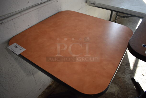 Brown Table on Black Metal Table Base. 24x24x29 - Image 3 of 3