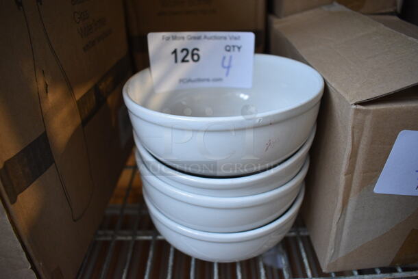 4 White Ceramic Bowls. 5.75x5.75x2.5. 4 Times Your Bid!
