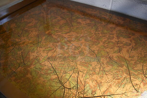 2 Leaf Patterned Tabletop on Black Metal Table Base. 42x30x29. 2 Times Your Bid! - Image 3 of 4