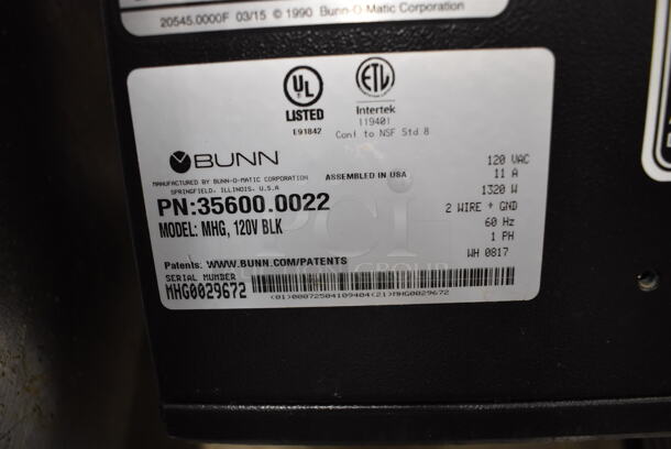 2017 Bunn MHG Stainless Steel Commercial Countertop Coffee Bean Grinder. 120 Volts, 1 Phase. 9x16x23. Cannot Test Without Hoppers - Image 5 of 5