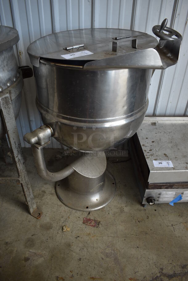 Metal Commercial Direct Steam Powered Kettle w/ Lid. 32x25x36