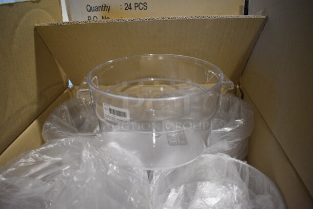 3 Boxes of 24 BRAND NEW Winco PRC-2 Clear Poly 2 Quart Containers. 8x7x4. 3 Times Your Bid!