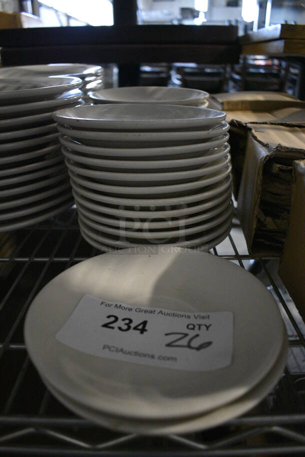 26 White Ceramic Saucers. 6x6x0.5. 26 Times Your Bid!