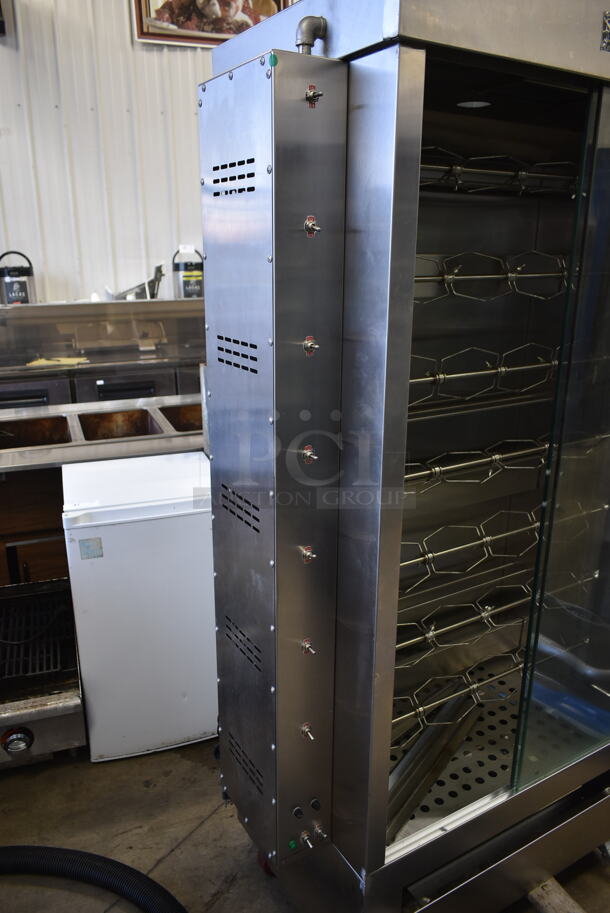 BRAND NEW SCRATCH AND DENT! 2022 Southwood RG7-NAT Stainless Steel Commercial Natural Gas Powered 7 Spit Rotisserie Oven.  - Image 9 of 9