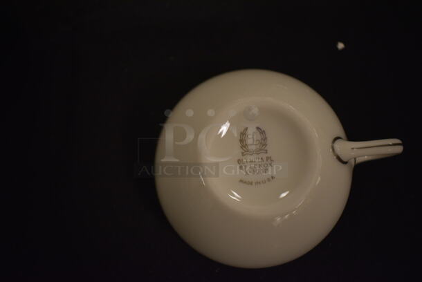 ALL ONE MONEY! Lot of Lenox Olympia PL X-303P Ivory Tea Cups, Teapot With Lid, Cream Teapot, and Sugar Bowl With Lid - Image 2 of 6