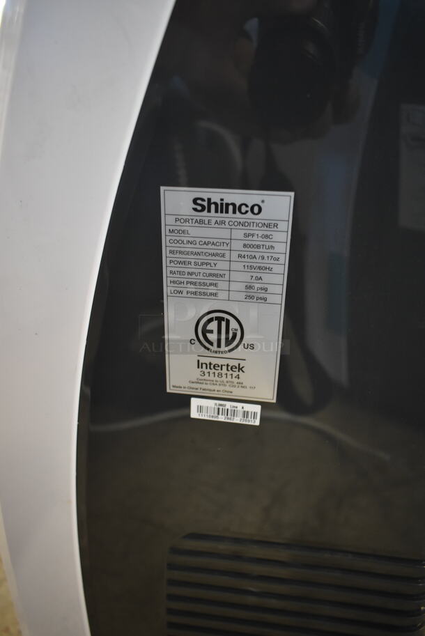 Shinco SPF1-08C Portable Air Conditioner. 8,000 BTU. 115 Volts, 1 Phase. Tested and Working! - Image 4 of 5