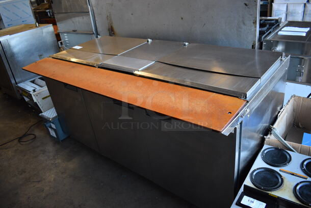 2017 Delfield Model 4472N-30M-M479 Stainless Steel Commercial Prep Table w/ Cutting Board on Commercial Casters. 115 Volts, 1 Phase. 72x32x37. Tested and Working! - Image 1 of 9