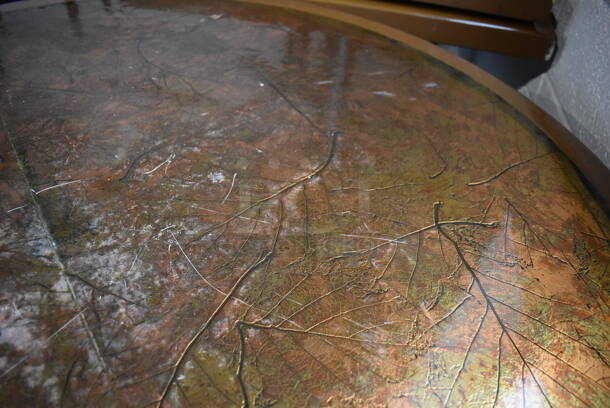 2 Leaf Patterned Round Tabletop on Black Metal Table Base. 42x42x29. 2 Times Your Bid! - Image 4 of 6