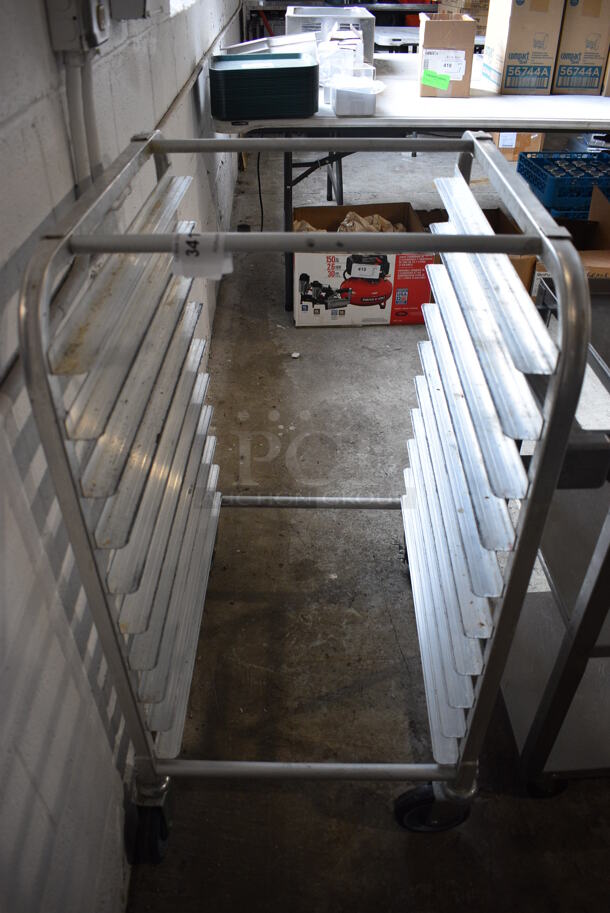Metal Commercial Pan Transport Rack on Commercial Casters. 20.5x26x39