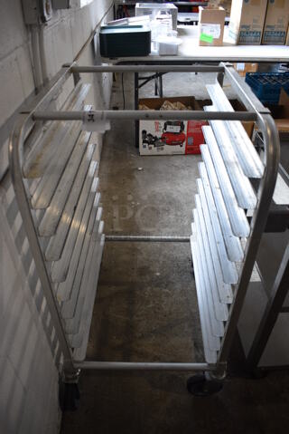 Metal Commercial Pan Transport Rack on Commercial Casters. 20.5x26x39