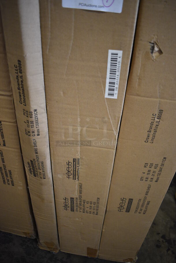 ALL ONE MONEY! Lot of 4 BRAND NEW IN BOX! Focus Green Finish Wire Shelves. 42x14x1.5 - Image 3 of 4