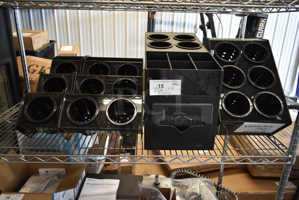 4 Items; 3 Countertop Silverware Holders 922FWH3X2B, 922FWVH3B, 922CTFWH6B and 1 Napkin/Straw Holder. 4 Times Your Bid!