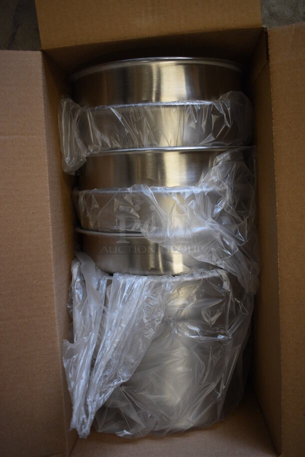 12 BRAND NEW IN BOX! Vollrath Stainless Steel Cylindrical Drop In Bins! 9.5x9.5x8. 12 Times Your Bid!