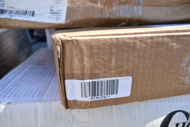 PALLET LOT of 20 BRAND NEW Boxes Including Dart 205HT1 White Foam Take Out Container with Perforated Hinged Lid 9" x 6" x 3", 130WHSPOONH Choice White Heavy Weight Plastic Teaspoon - 1000/Case, 50010C Choice 10 oz. Coffee Print Poly Paper Hot Cup - 1000/Case, Dart 20JL 20. Translucent Vented Lid - 1000/Case, 127P2C Choice Clear Plastic Souffle Cup / Portion Cup - 2 oz. - 2500/Case, 74555-0150 Solut 15" Take and Bake Coated Paperboard Black Oven Safe Pizza Tray - 150/Case, 394385S Noble Products White Powder-Free Disposable Latex Gloves for Foodservice - Small - 1000/Case, Carlisle 40008C14 Sparta 30" Blue Multi-Purpose Cleaning Brush - 5" Bristle Diameter, 3755GL444 GET GL-444 Curator 4" x 4" Square 26 oz. Clear Glass Storage Jar, 433NHT101 Choice 1/6 Standard Size White "Thank You" Standard-Duty Plastic T-Shirt Bag - 700/Case. 20 Times Your Bid!  - Image 8 of 12