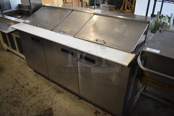 Delfield Stainless Steel Commercial Sandwich Salad Prep Table Bain Marie Mega Top on Commercial Casters. 72x35x45. Tested and Working! - Image 3 of 8