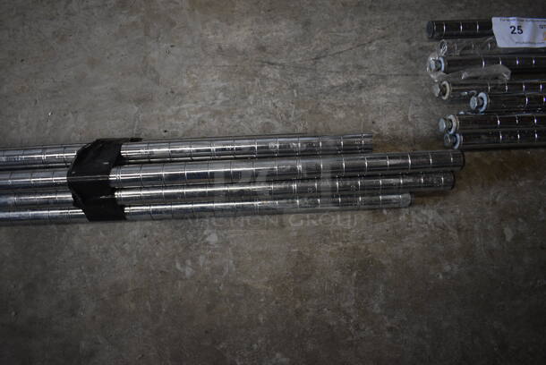 ALL ONE MONEY! Lot of 8 Chrome Finish Poles! 87" - Image 3 of 3
