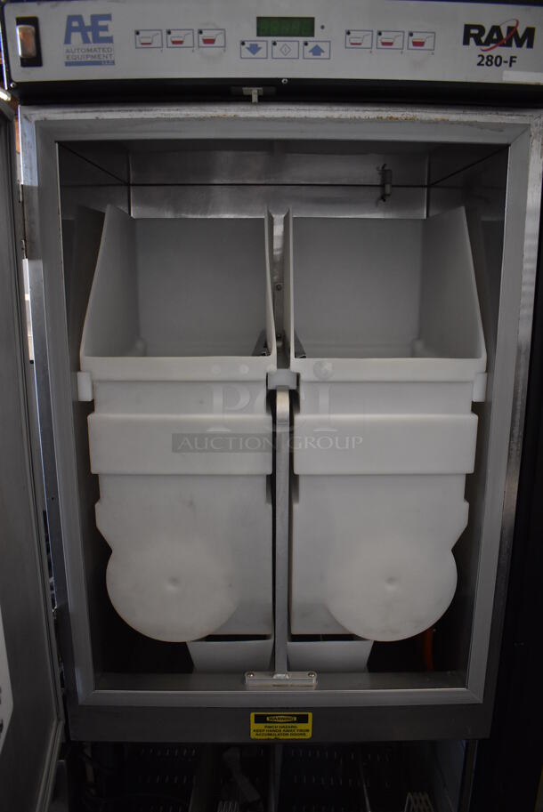 Automated Equipment RAM 280-F Stainless Steel Commercial Floor Style Frozen Fry Dispenser w/ 2 Metal Fry Baskets on Commercial Casters. 115 Volts, 1 Phase. 29x31x75. Tested and Powers On - Image 5 of 8