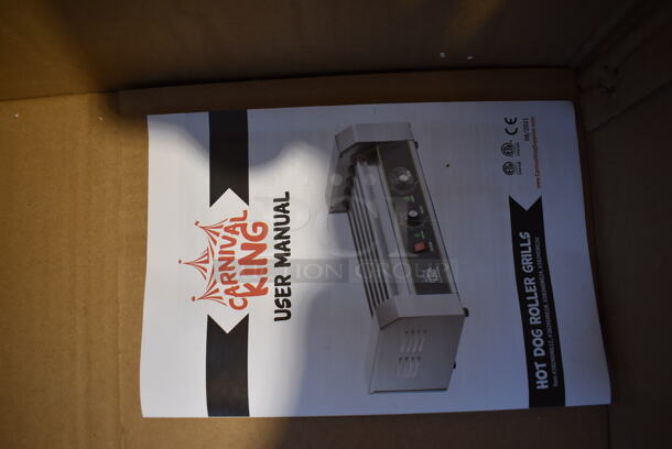 IN ORIGINAL BOX! Carnival King 382HDRG24 Stainless Steel Commercial Countertop Hot Dog Roller. 120 Volts, 1 Phase. 23x17x8. Tested and Heats Up But Rollers Do Not Turn - Image 7 of 7