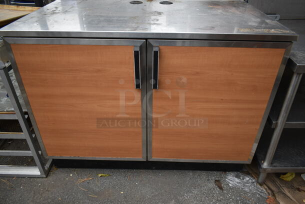 Duke Stainless Steel Commercial Counter w/ 2 Wood Pattern Doors. - Image 4 of 7