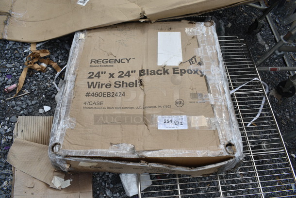 Box of 4 BRAND NEW SCRATCH AND DENT! Regency 460EB2424 24" x 24" NSF Black Epoxy Wire Shelf. May Be Missing Pieces.  - Image 2 of 3