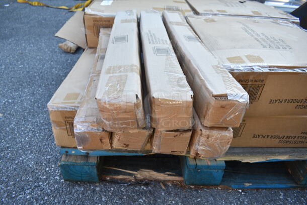 PALLET LOT of 14 BRAND NEW SCRATCH AND DENT! Lancaster Table & Seating Items; 7 164TCLWDGY30 Standard Height Post, 7 164TBTSWD22 Table Base Spider & Plate. 14 Times Your Bid! - Image 3 of 9
