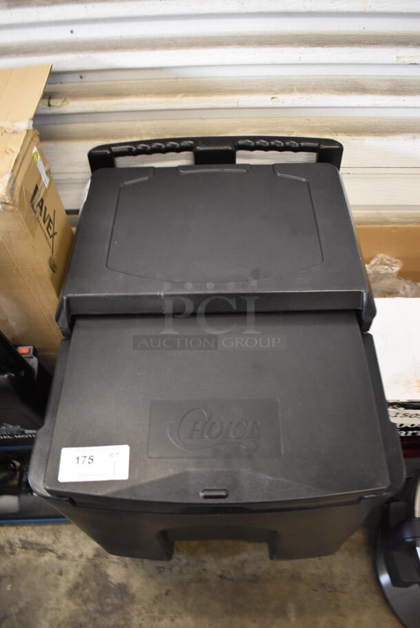 BRAND NEW! Choice Black Poly Portable 125 Pound Capacity Ice Bin on Commercial Casters. 23x32x29 - Image 3 of 6