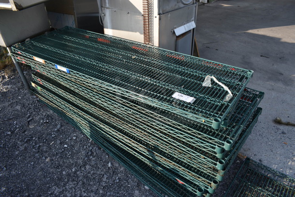 ALL ONE MONEY! Lot of 19 Metro Green Finish Wire Shelves. 72x24x1.5