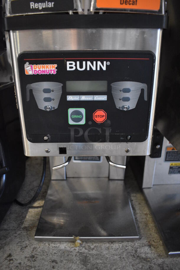 2013 Bunn MHG Stainless Steel Commercial Countertop 2 Hopper Coffee Bean Grinder. 120 Volts, 1 Phase. 10x16x29.5. Tested and Working! - Image 4 of 6