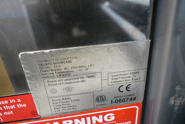 EZ-6 Metal Commercial Gelato Merchandiser on Commercial Casters. 220 Volts, 1 Phase.  - Image 8 of 8